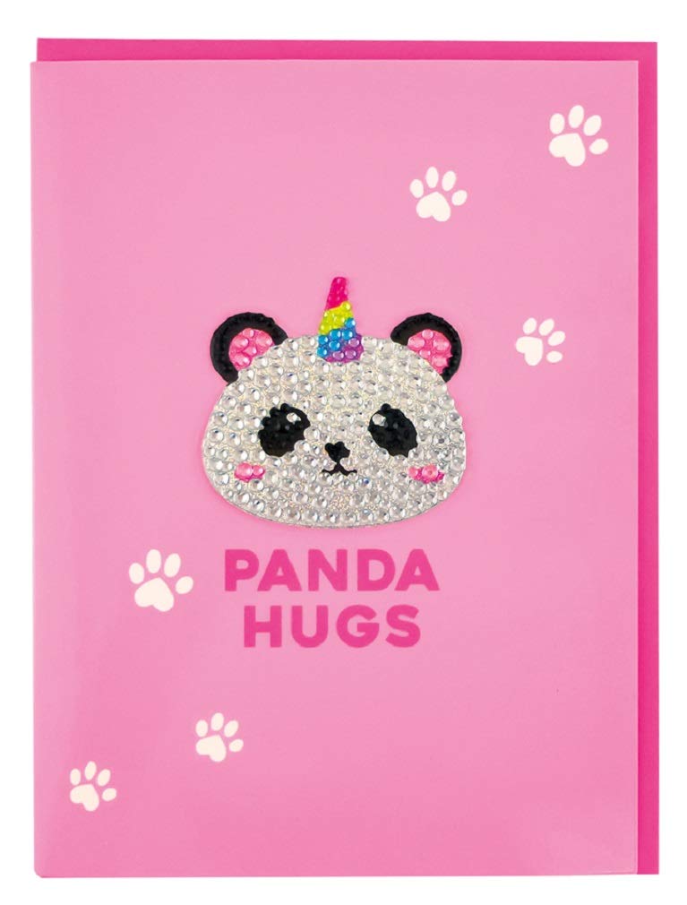 iscream Colorful 'Panda Hugs' Greeting Card with Removable Rhinestone Pandacorn Decal and Envelope - Image 1